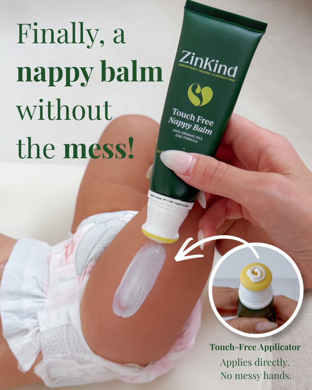 Touch Free nappy balm Application