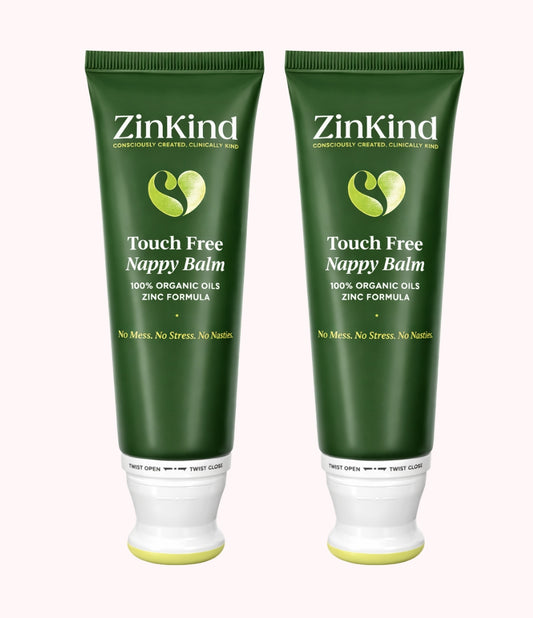 ZinKind Touch Free Organic Nappy Balm 80g DUO |100% Organic Oils in Zinc