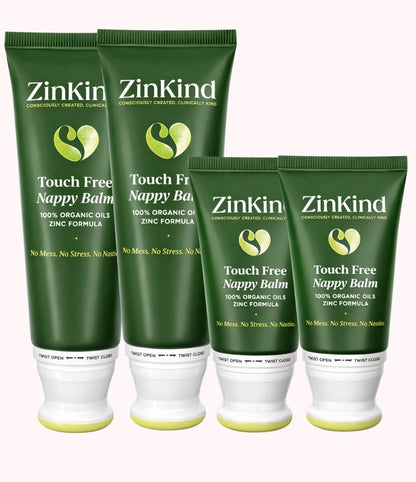 ZinKind Touch Free Nappy Balm 80g/ 40g X2  |100% Organic Oils in Zinc